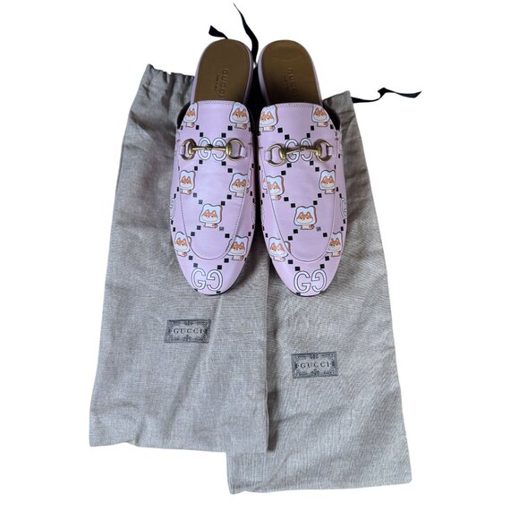 Gucci x Pikarar Kawaii Princetown Horsebit Loafer Pink Leather Slip-On Flat Shoe - Picture 2 of 13